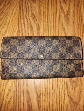 Louis Vuitton Sarah Wallet Damier Ebene Canvas Leather